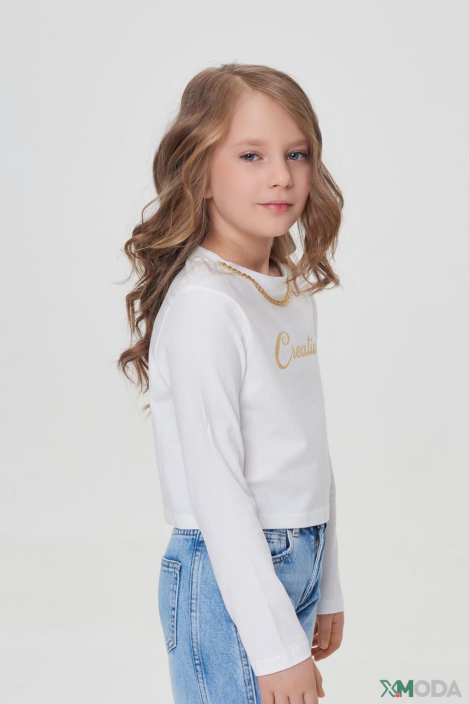 Белый лонгслив Choupette с золотистым принтом Creative