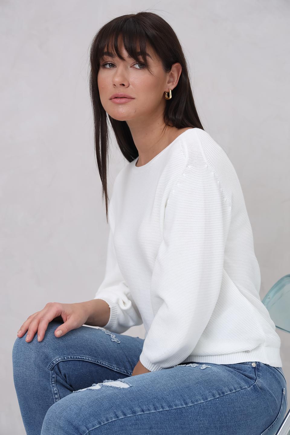 Пуловер Monari белый с рукавом 3/4
