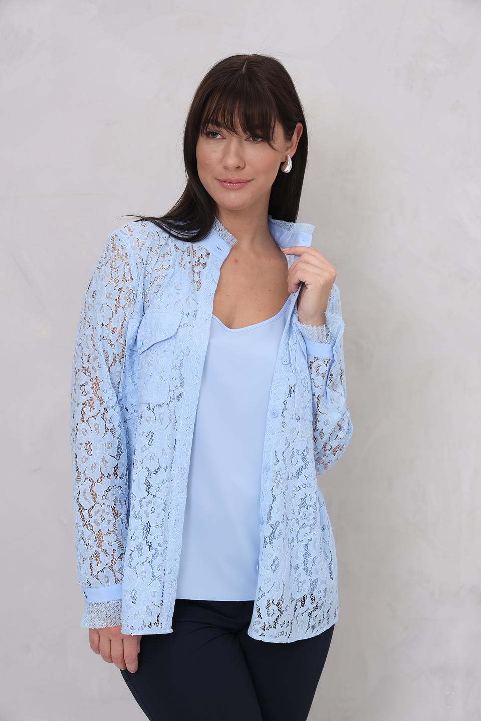 Блуза Marc Aurel кружево голубой