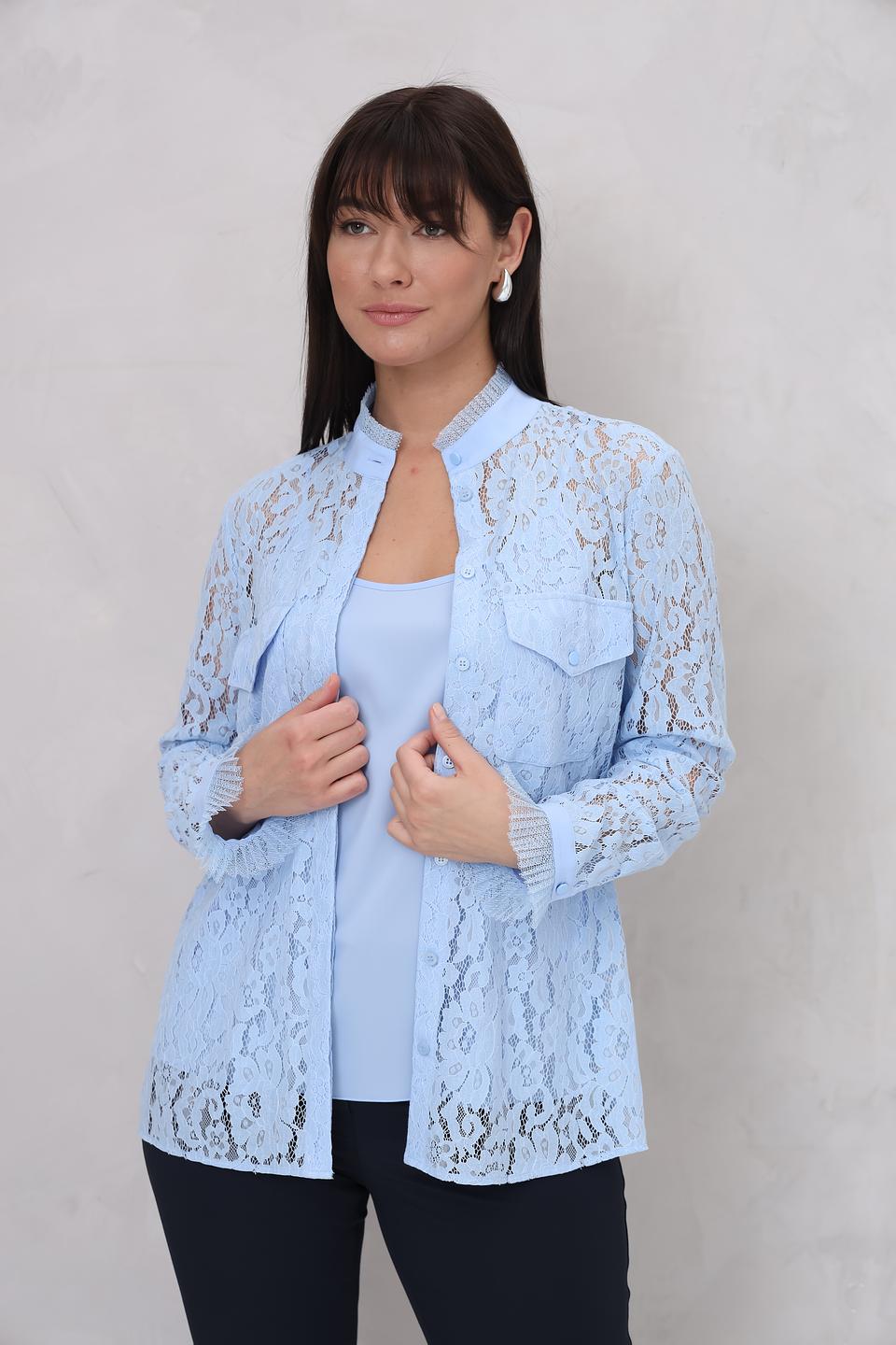 Блуза Marc Aurel кружево голубой