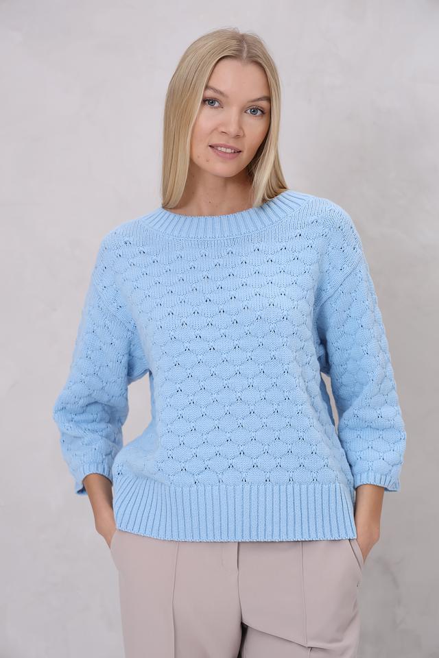 Пуловер Monari голубой с ажуром