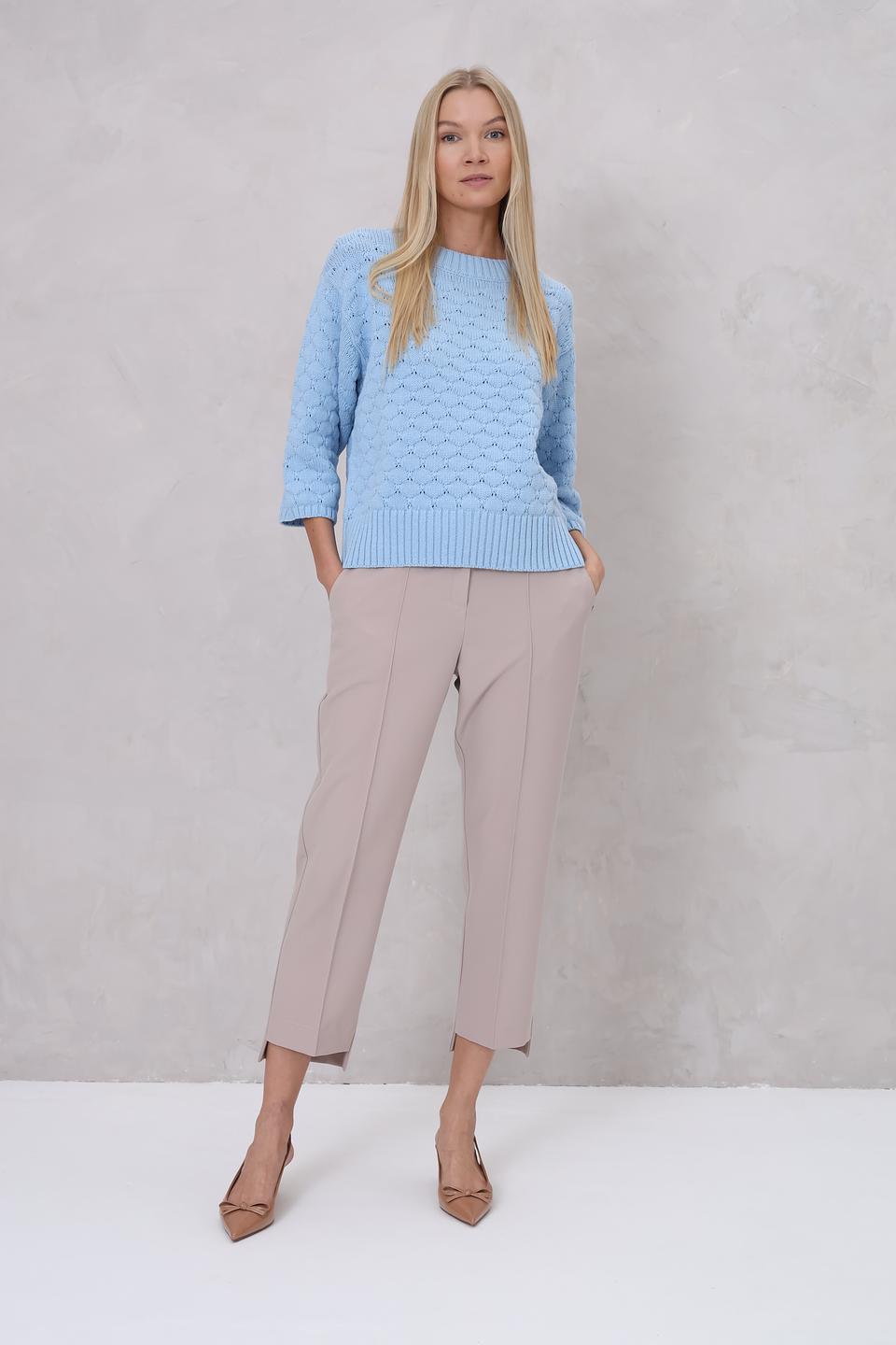 Пуловер Monari голубой с ажуром