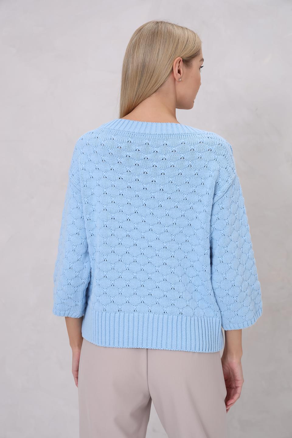 Пуловер Monari голубой с ажуром