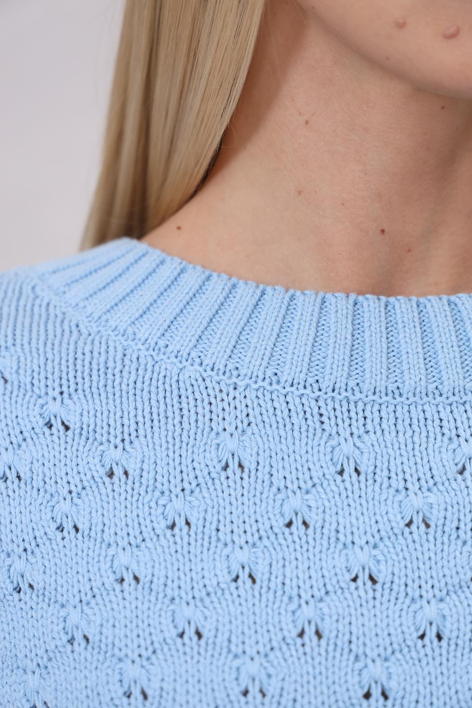 Пуловер Monari голубой с ажуром