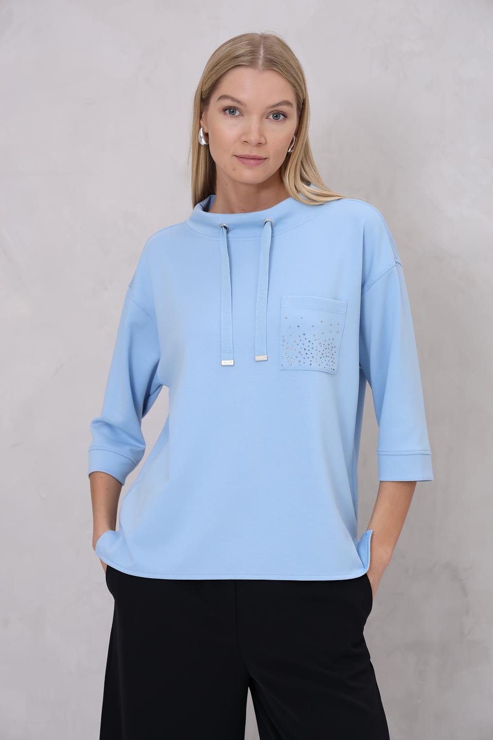 Пуловер Monari голубой с карманом