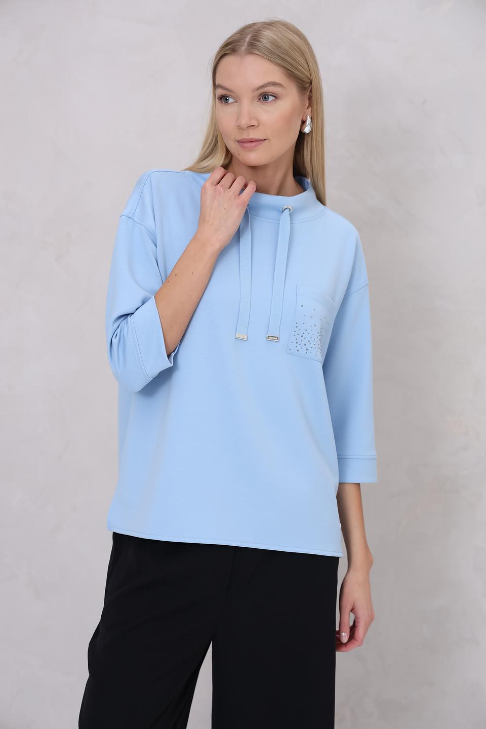 Пуловер Monari голубой с карманом