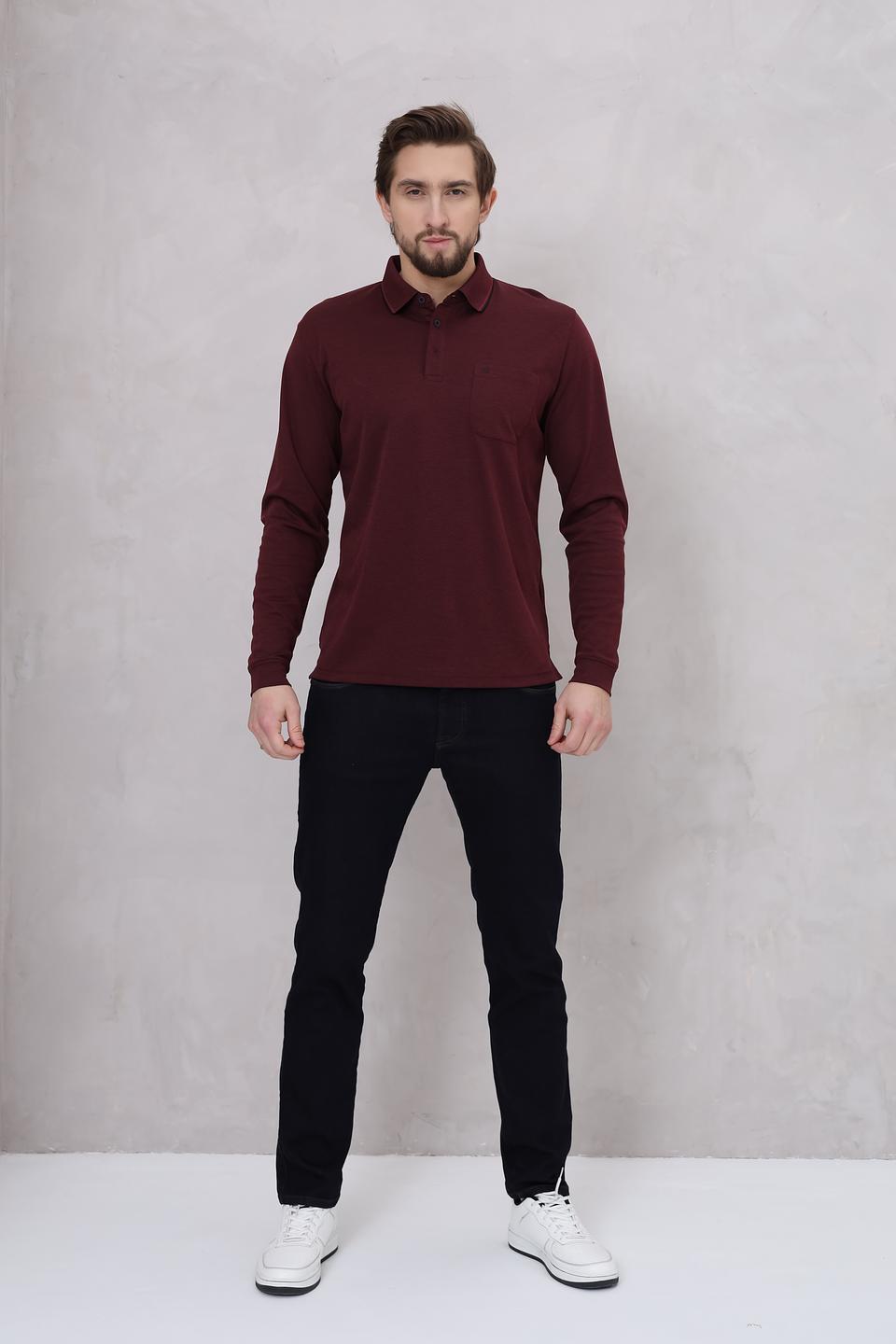 Поло Casa Moda с длинным рукавом бордовый