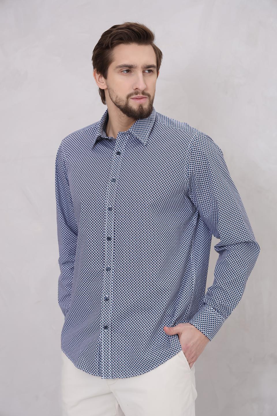 Рубашка Casa Moda с принтом синий