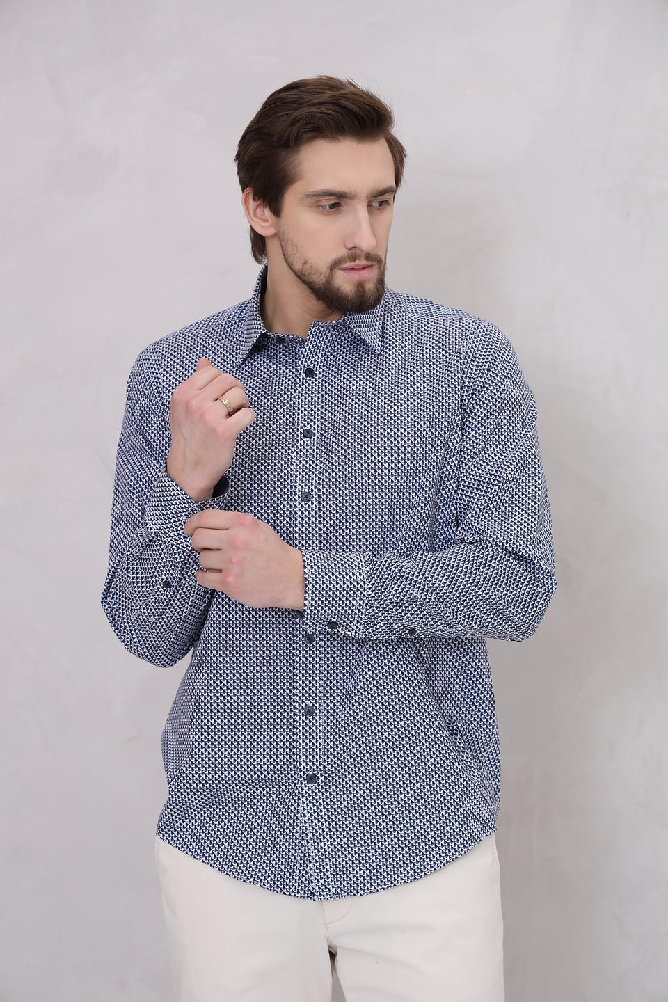 Рубашка Casa Moda с принтом синий