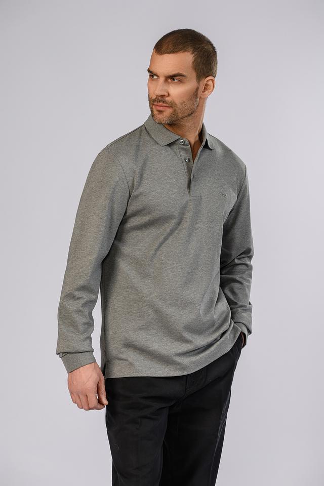 Поло Boss Black серое с логотипом