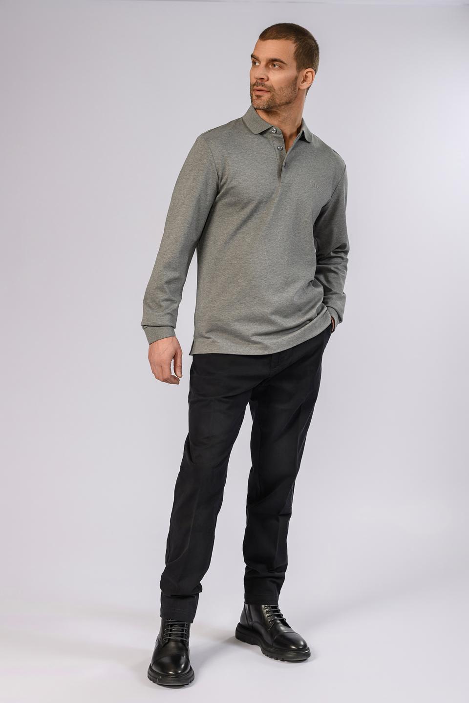 Поло Boss Black серое с логотипом