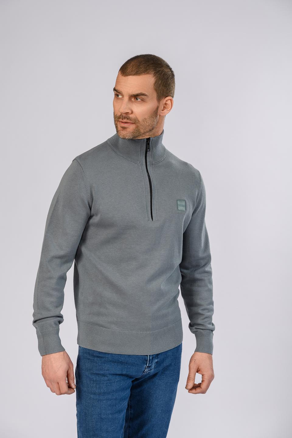 Пуловер Boss Orange с молнией серый