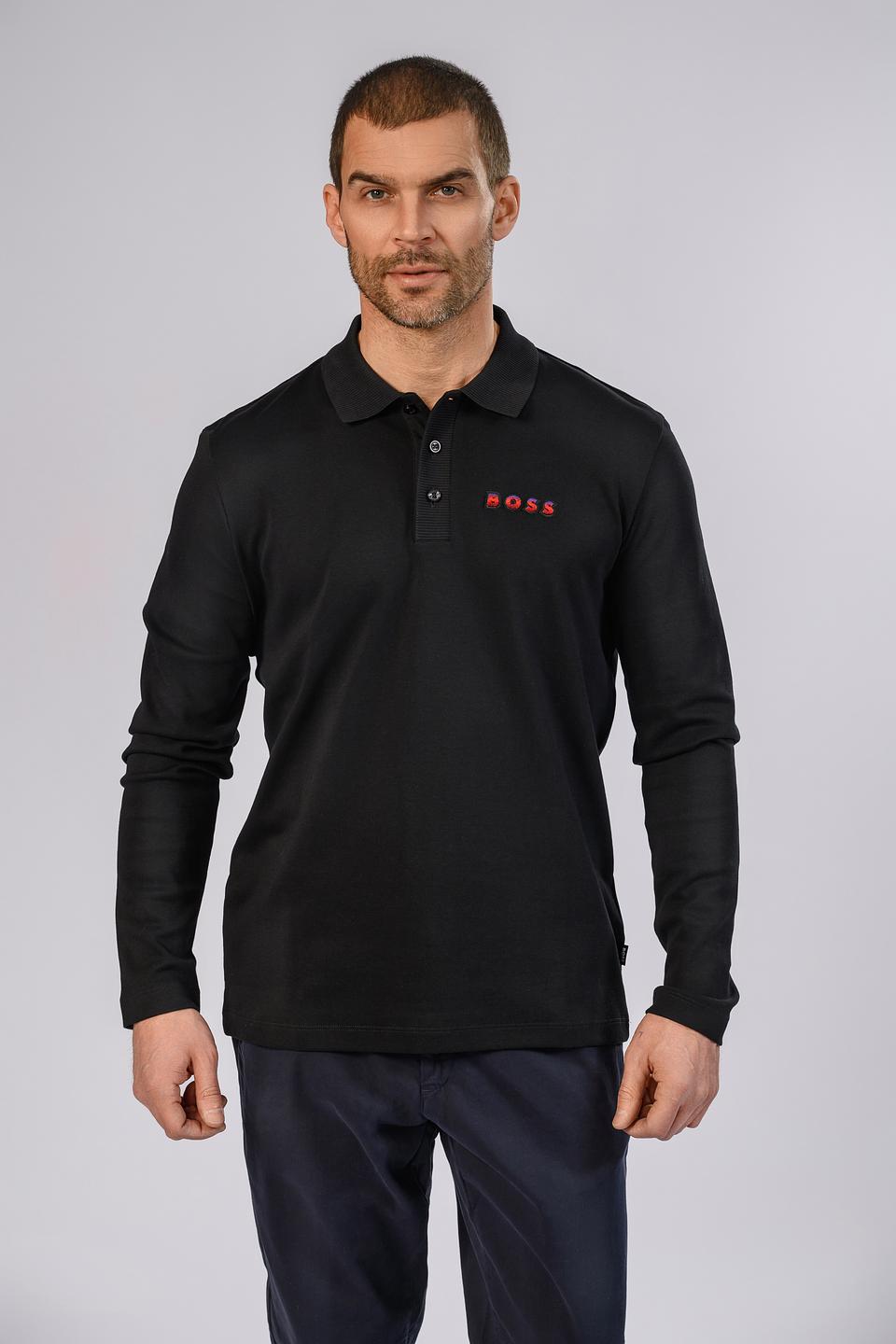 Поло Boss Black с логотипом чёрный