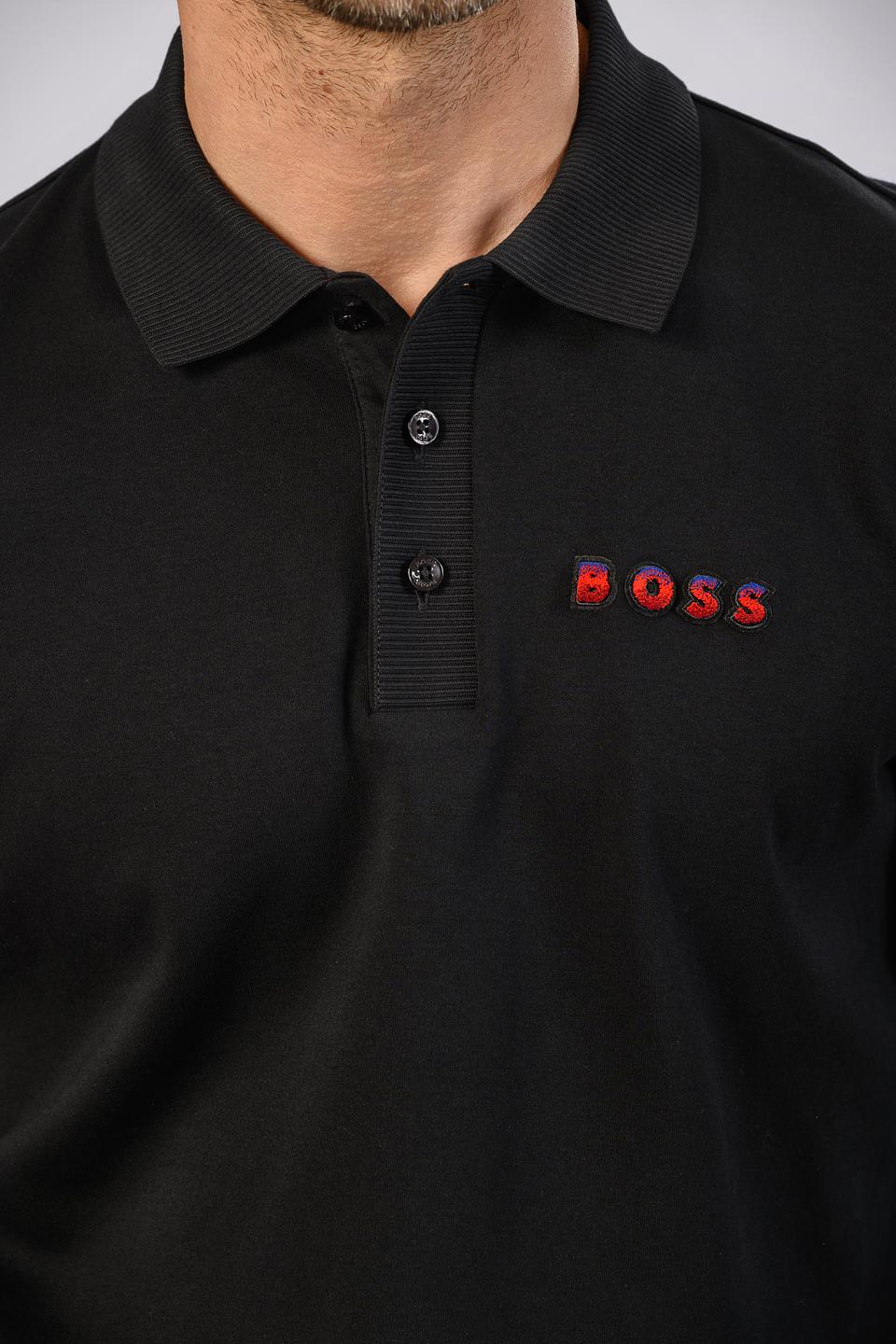 Поло Boss Black с логотипом чёрный