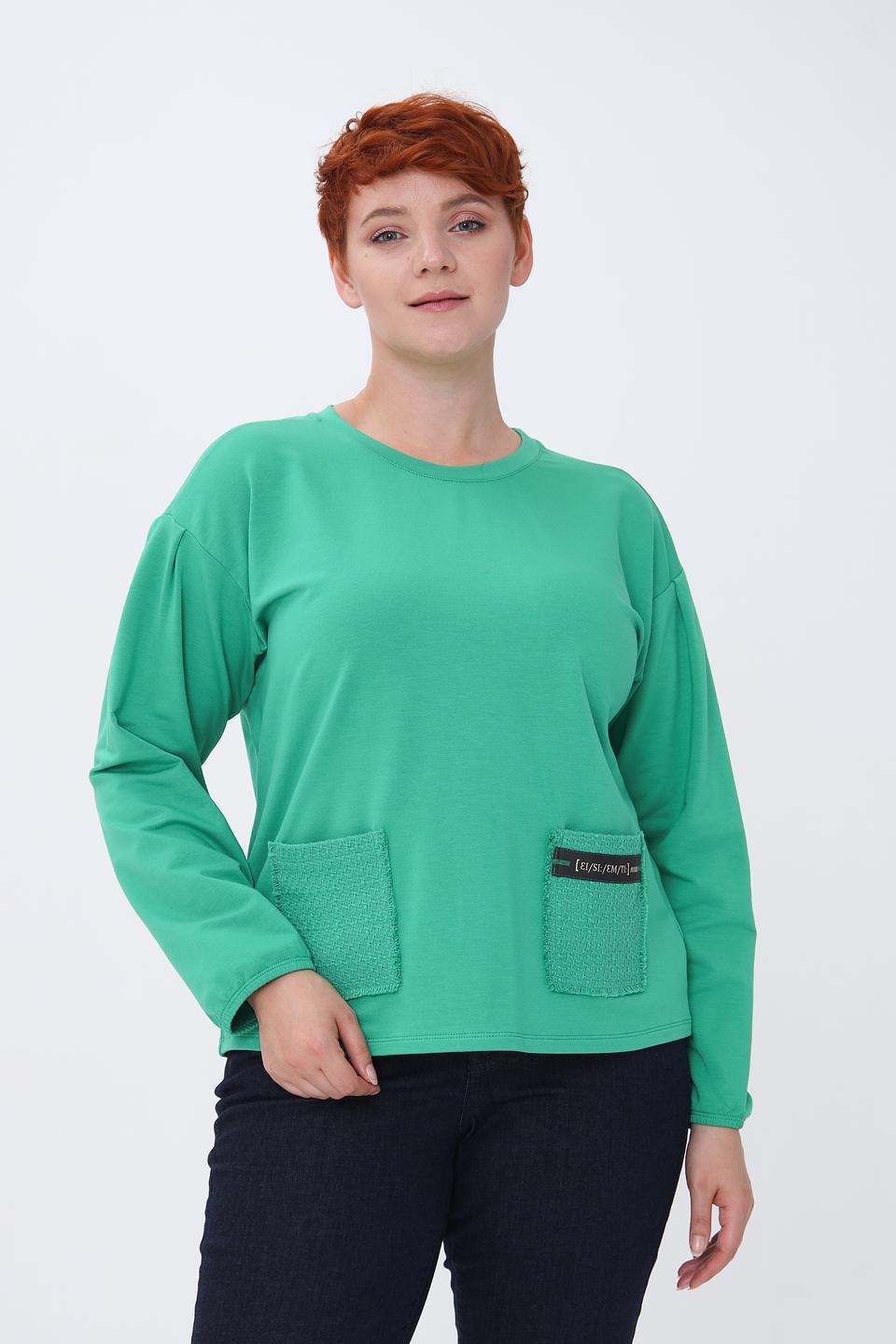 Пуловер Lecomte зелёный с карманом
