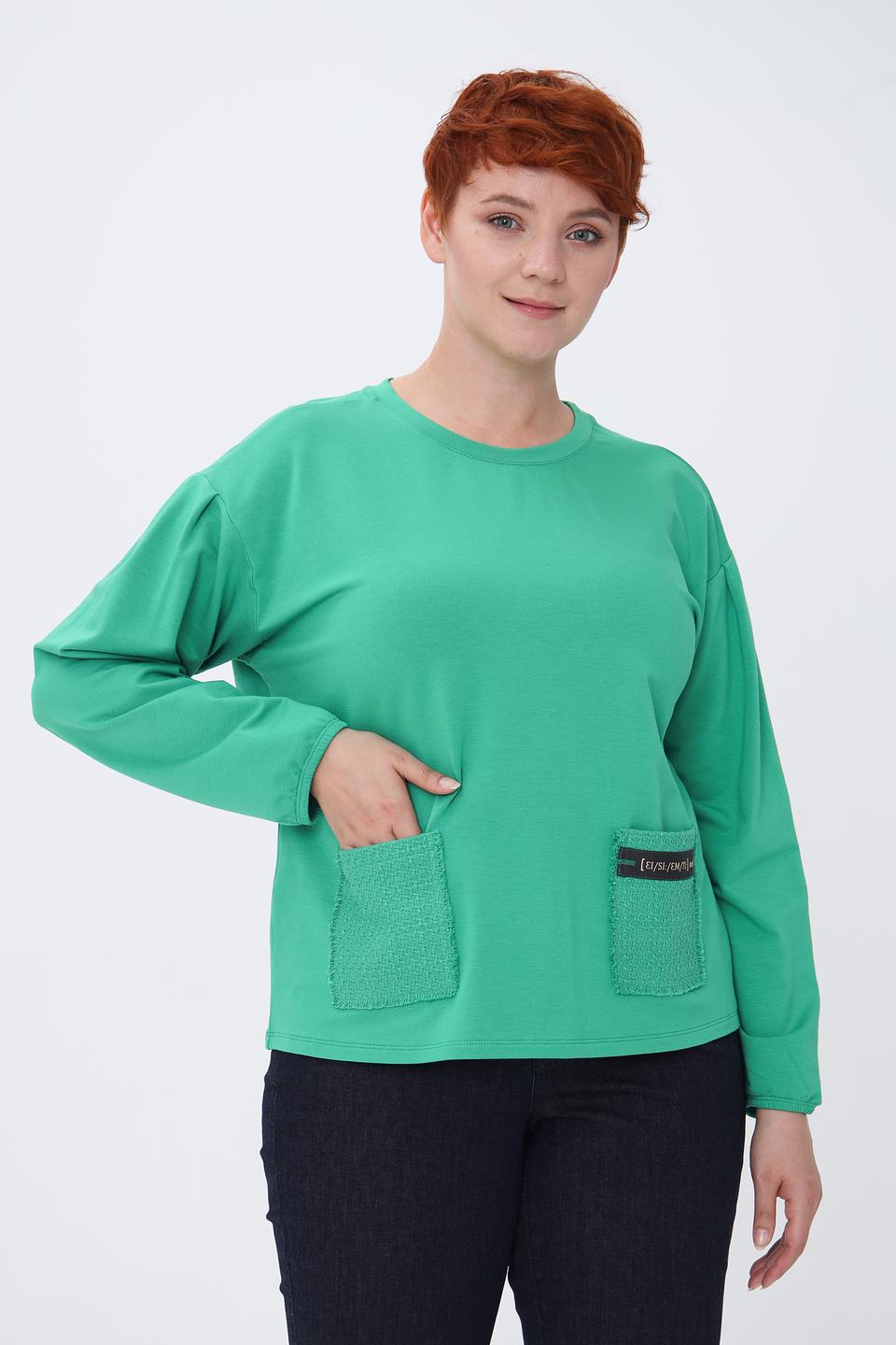 Пуловер Lecomte зелёный с карманом