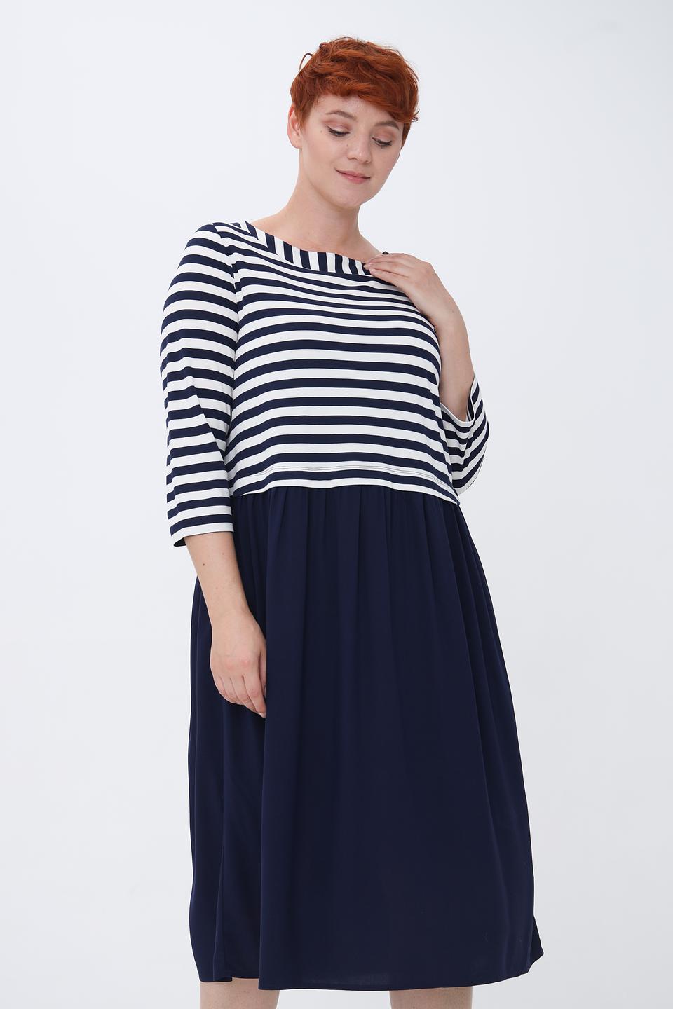 Платье Via Appia полоска и однотон