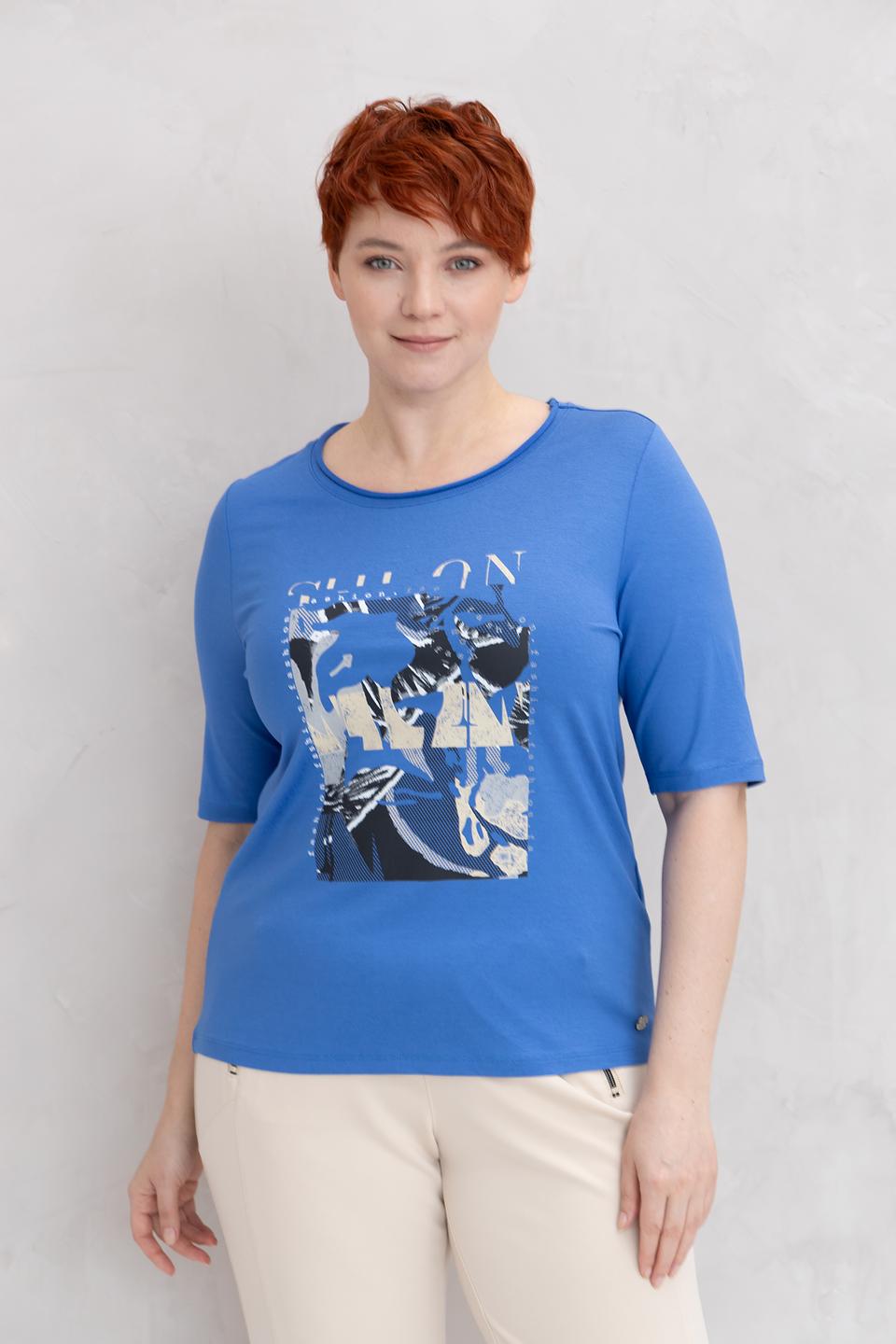 Футболка Barbara Lebek синяя с принтом
