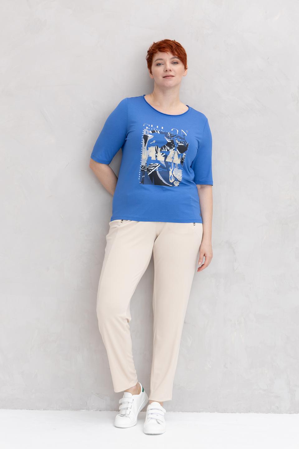 Футболка Barbara Lebek синяя с принтом