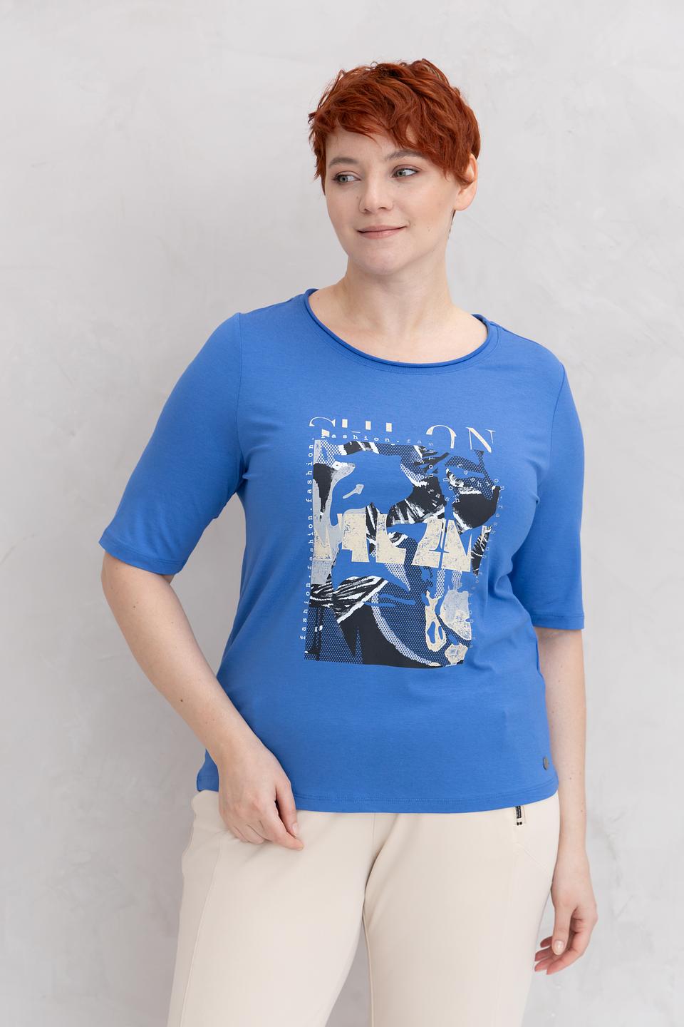 Футболка Barbara Lebek синяя с принтом