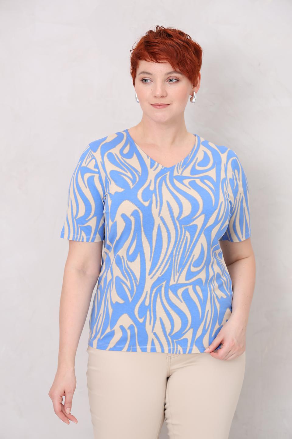 Футболка Barbara Lebek с принтом голубая