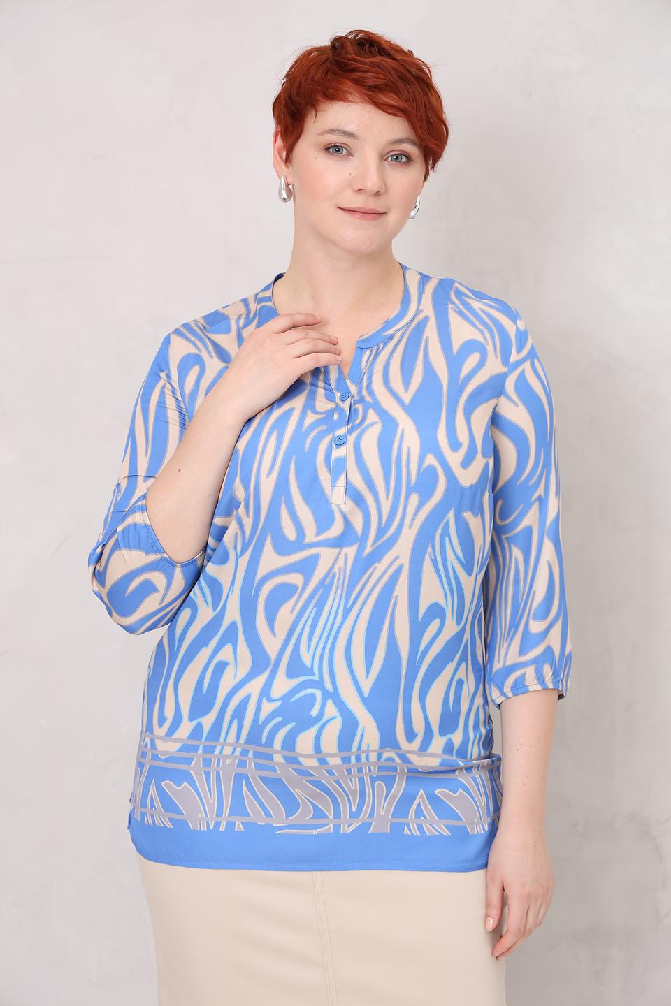 Блуза Lebek с принтом голубой