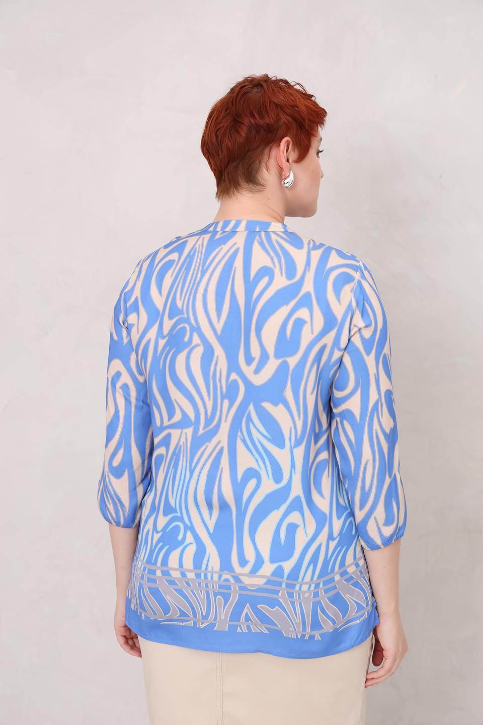 Блуза Lebek с принтом голубой