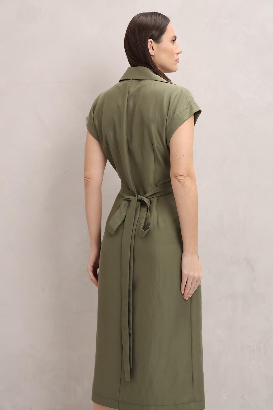 Платье Beatris оливковое с воротником