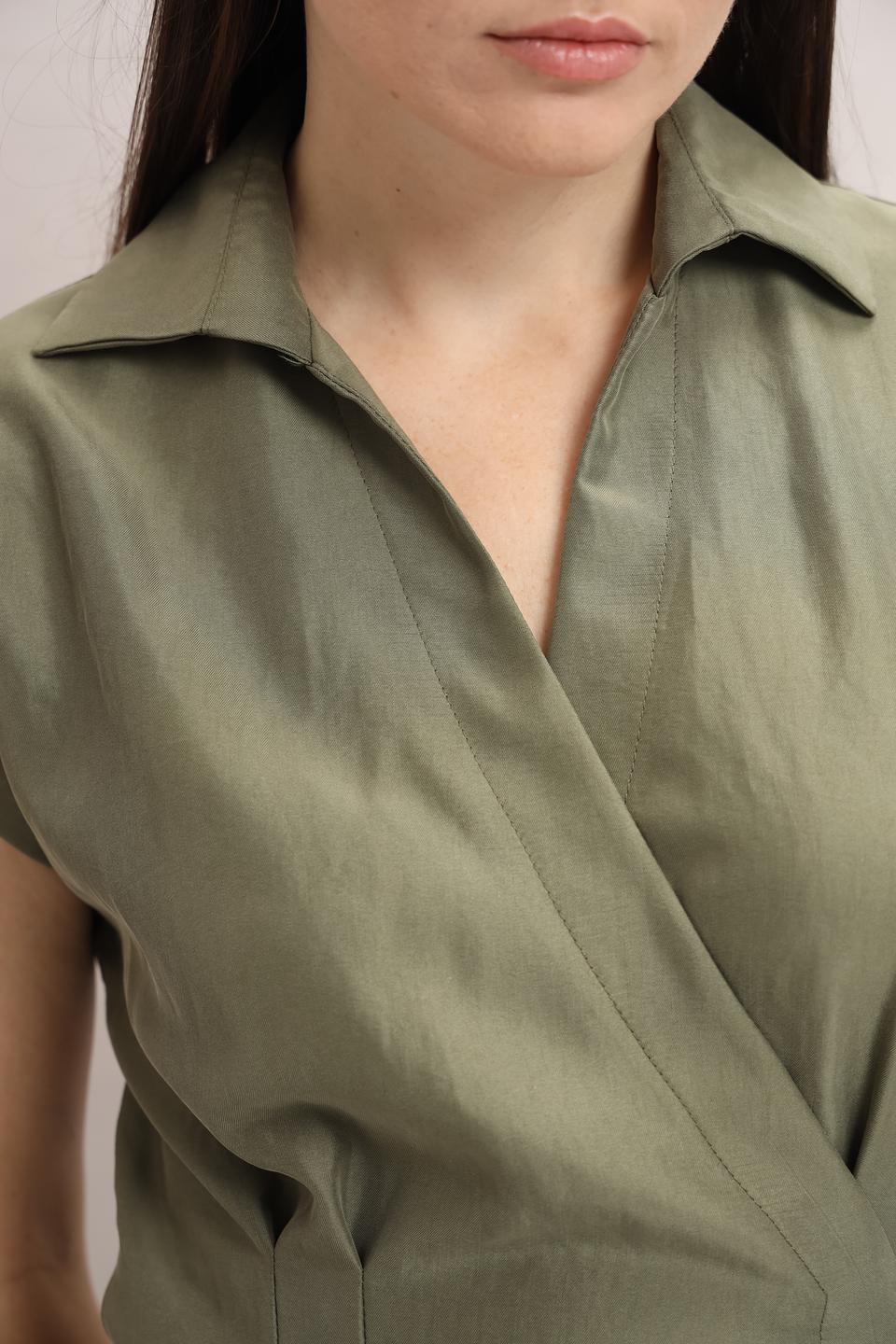 Платье Beatris оливковое с воротником