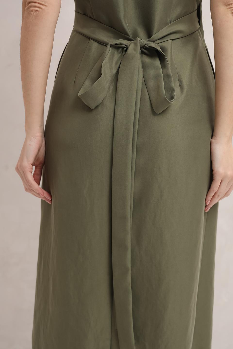 Платье Beatris оливковое с воротником