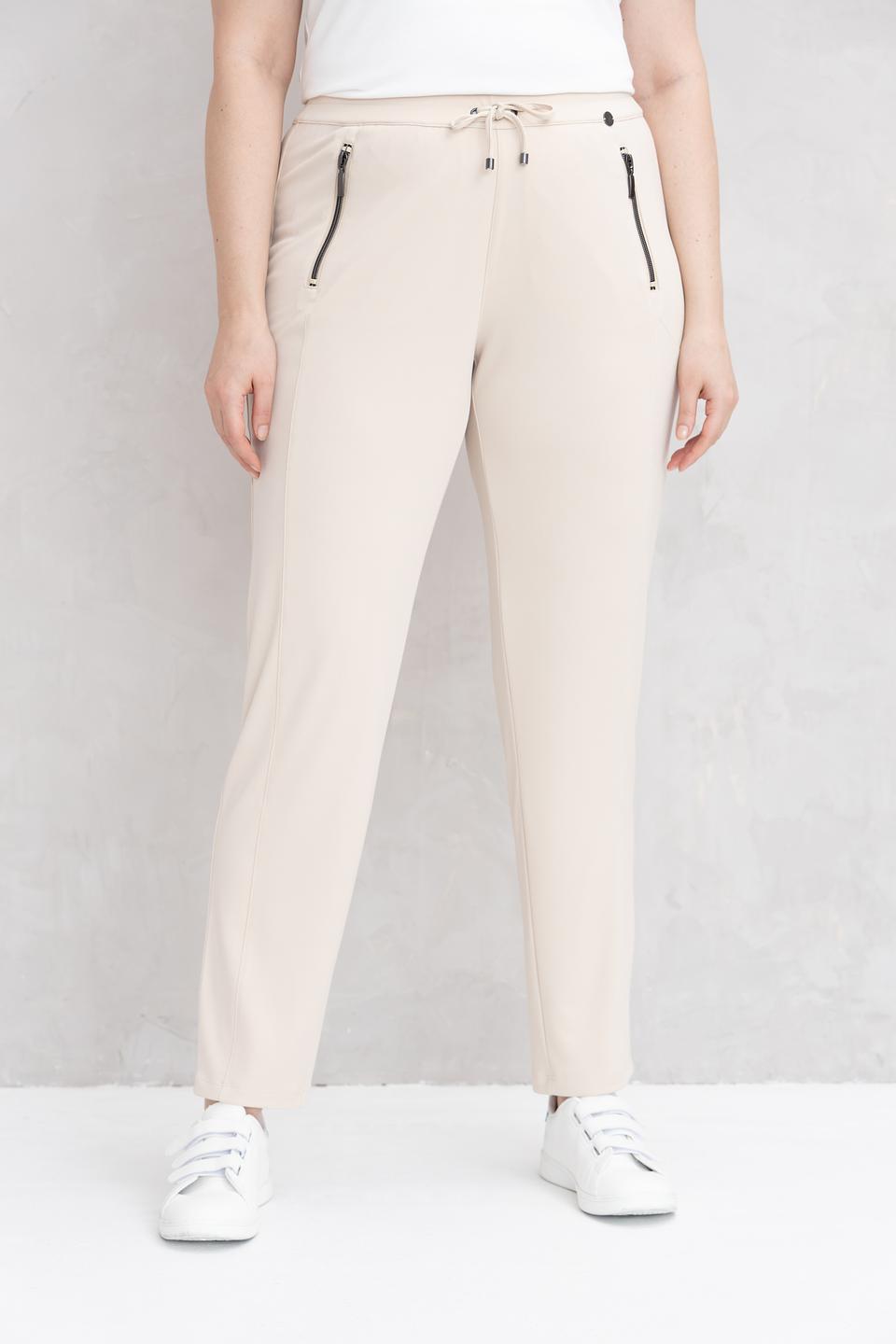 Брюки Lebek бежевые с манжетами