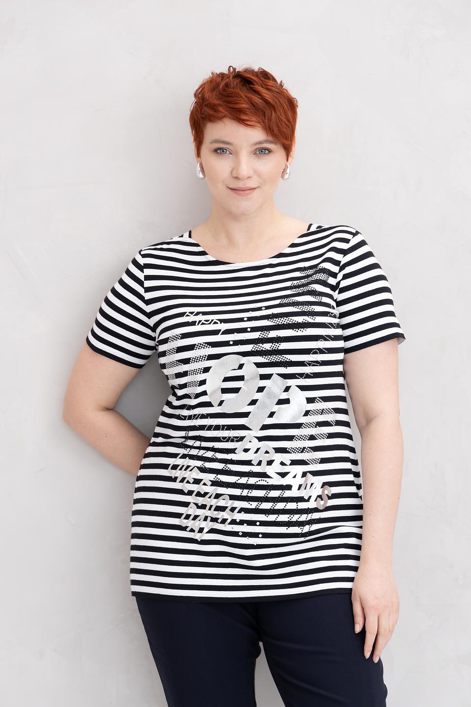 Футболка Doris Streich в полоску чёрная