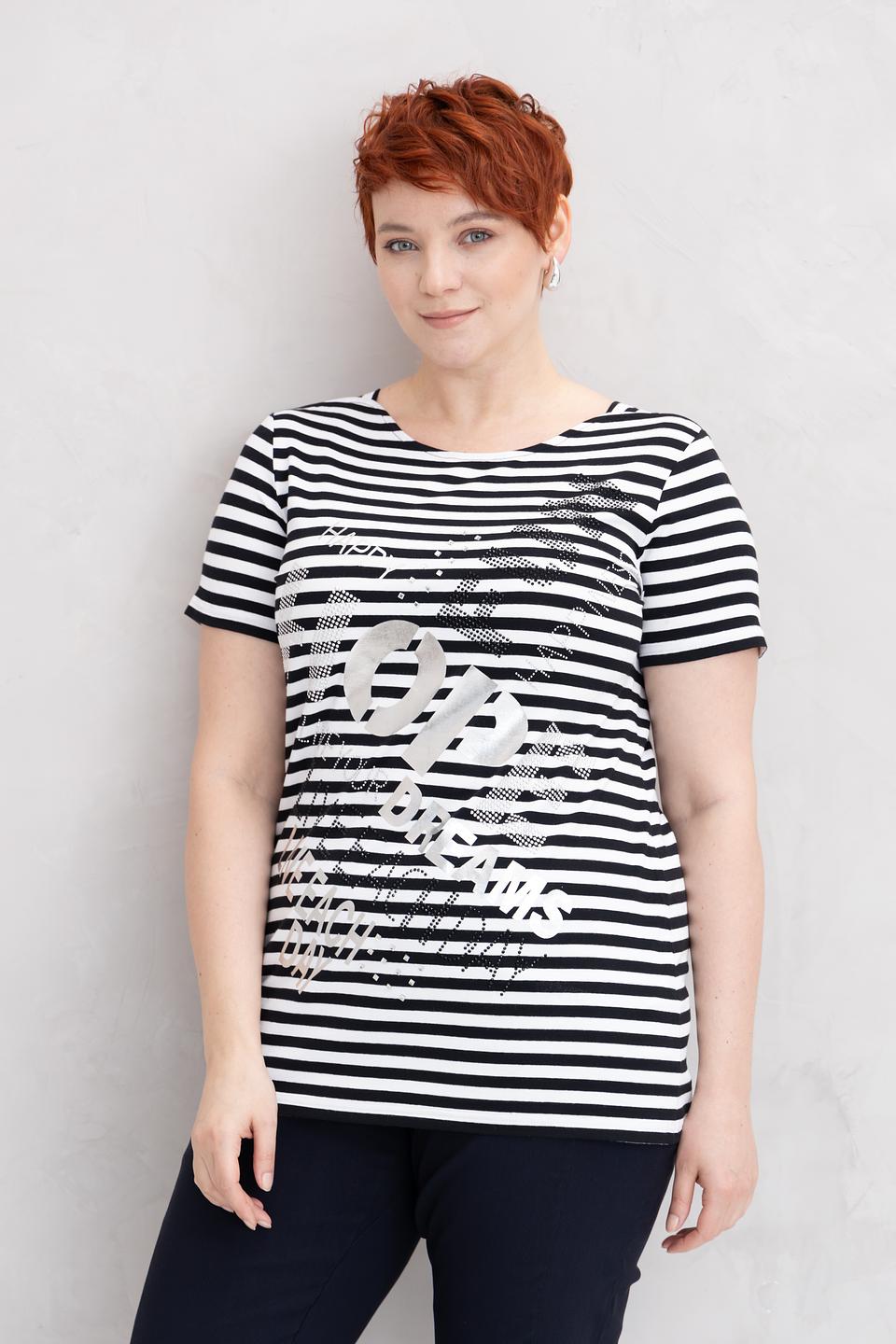 Футболка Doris Streich в полоску чёрная