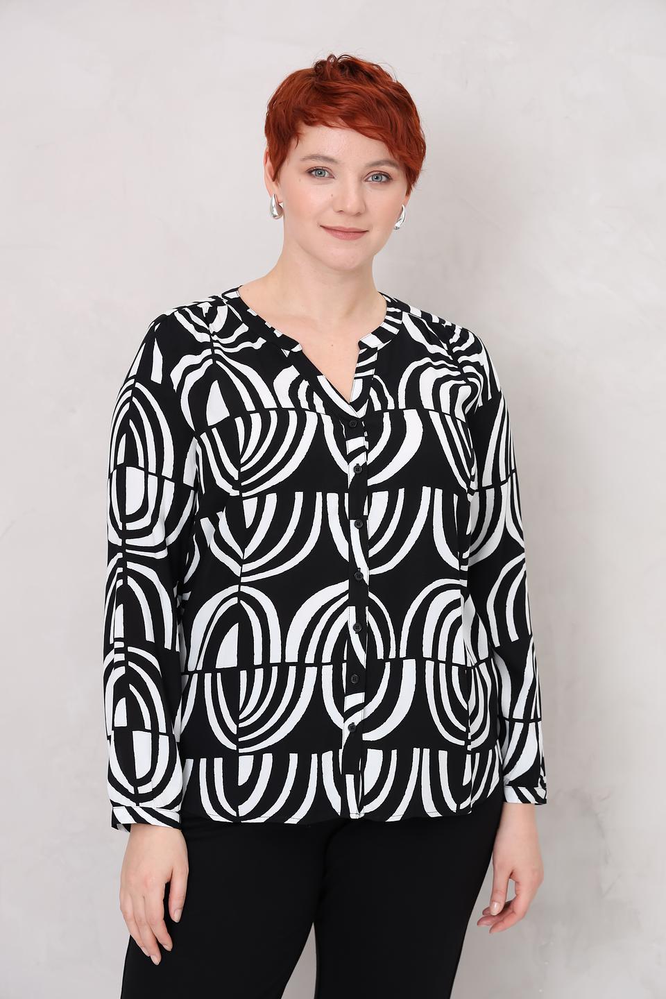 Блуза Via Appia DUE с принтом чёрно-белая