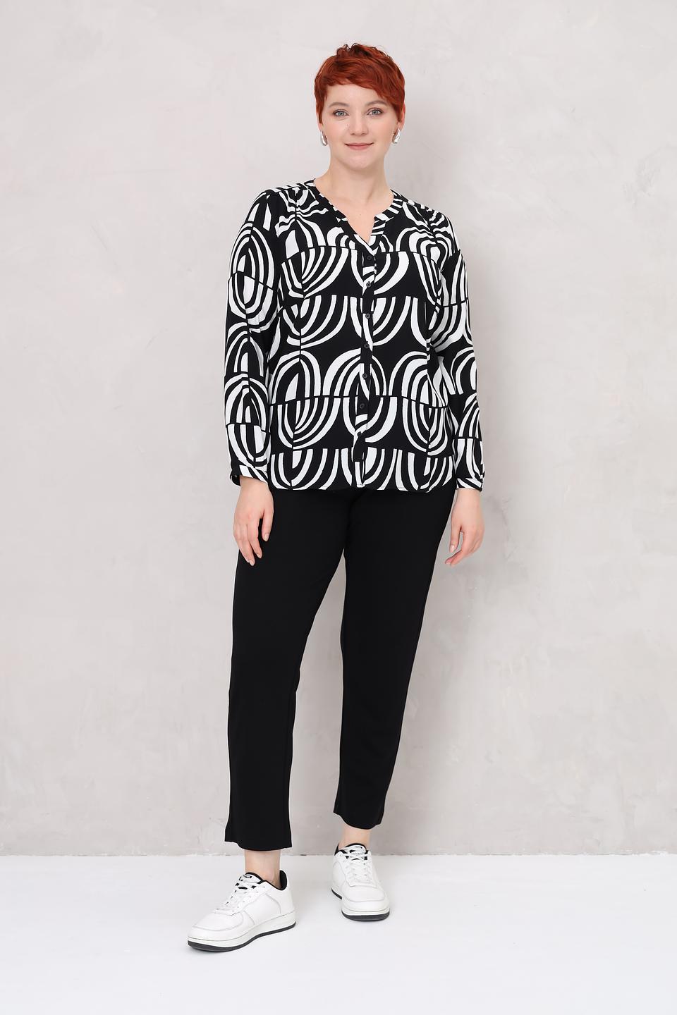 Блуза Via Appia DUE с принтом чёрно-белая
