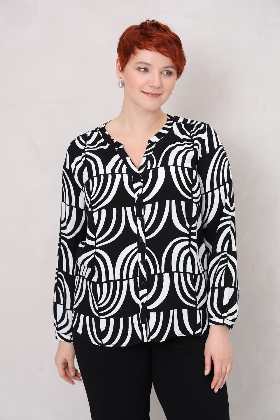 Блуза Via Appia DUE с принтом чёрно-белая