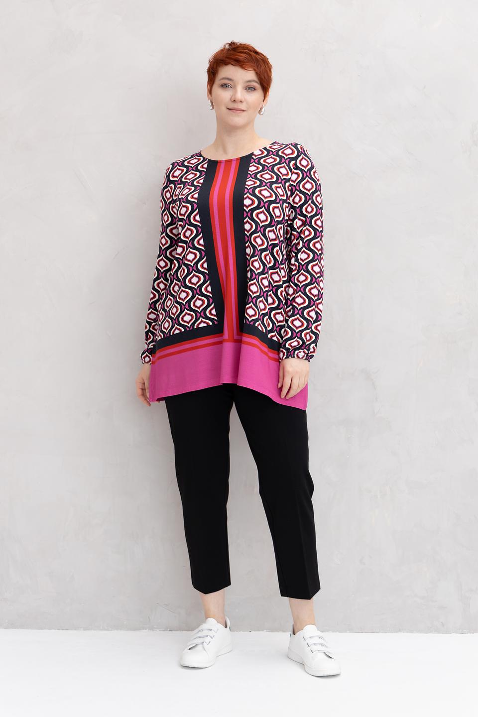 Блуза Frapp разноцветная с геометрическим узором и полосами