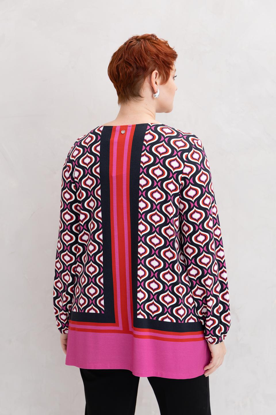 Блуза Frapp разноцветная с геометрическим узором и полосами