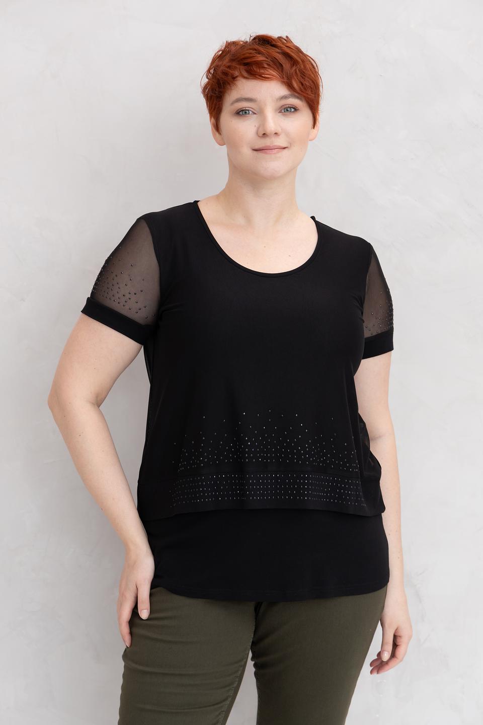 Блуза Doris Streich с вышивкой чёрная