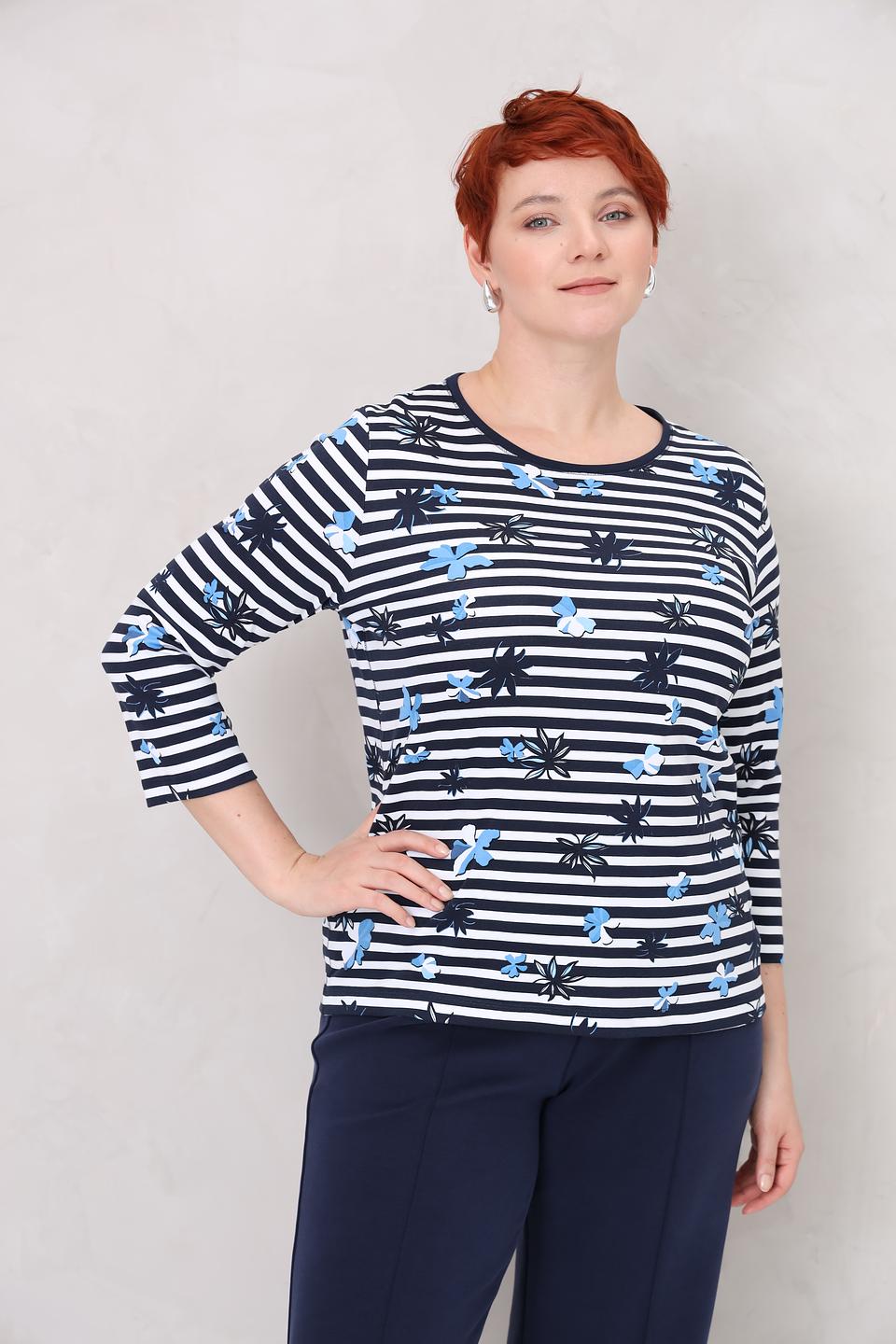 Лонгслив Rabe collection в полоску с цветами