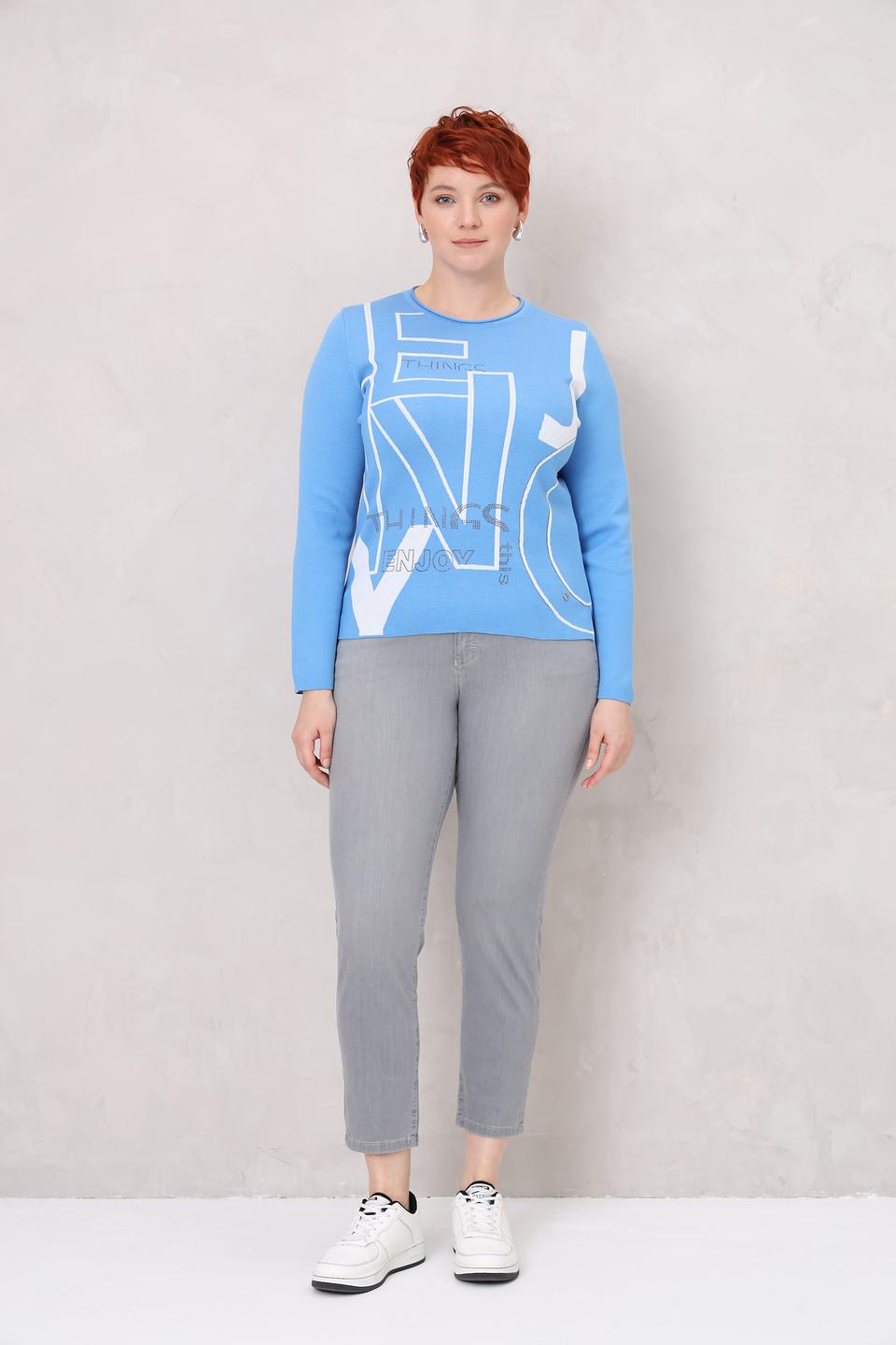 Пуловер Rabe collection голубой с принтом