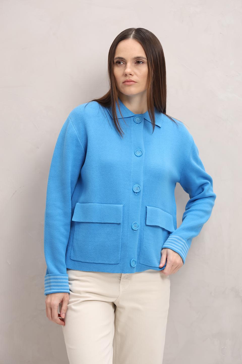 Жакет Bianca голубой с карманами