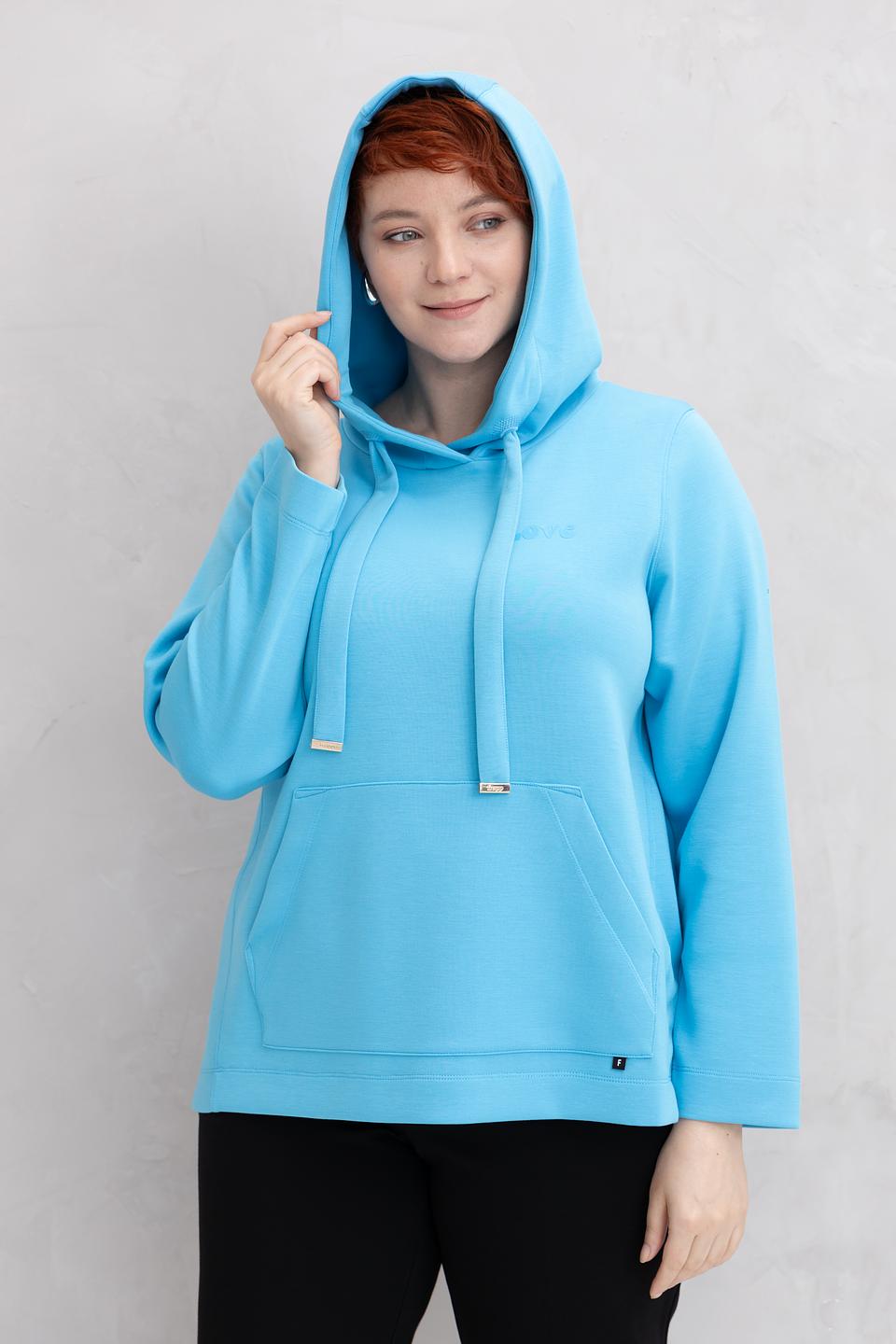 Толстовка Frapp голубая с капюшоном