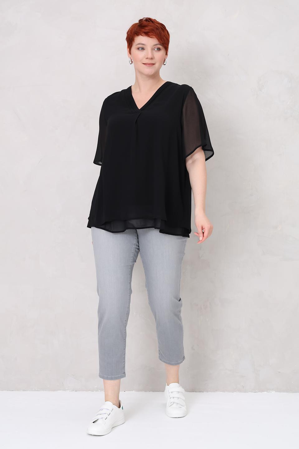 Блуза Frapp чёрная с рукавами-воланами