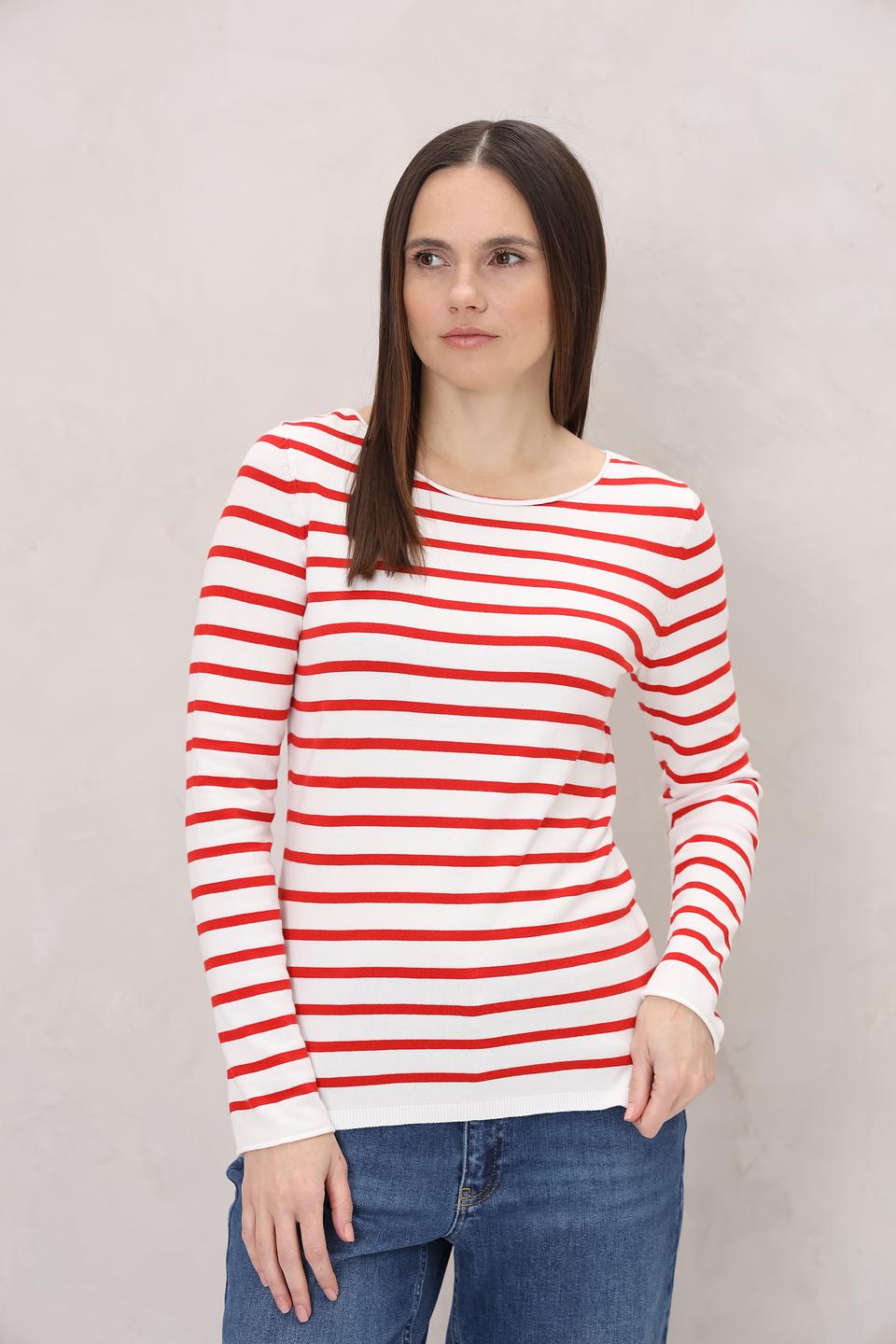 Пуловер Oui в полоску красный