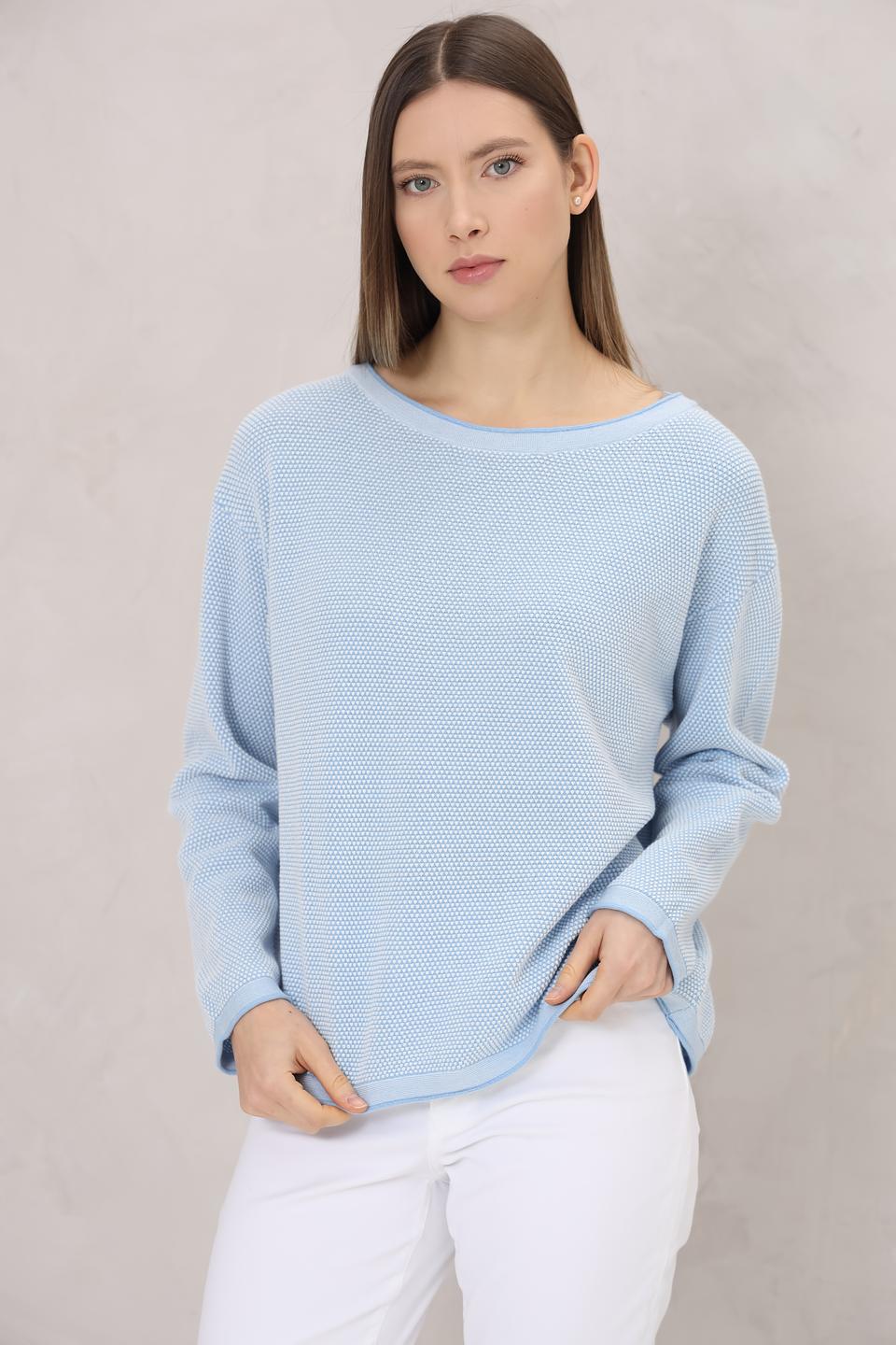 Пуловер Tom Tailor голубой ажурный