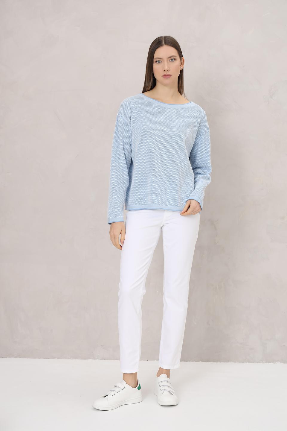 Пуловер Tom Tailor голубой ажурный