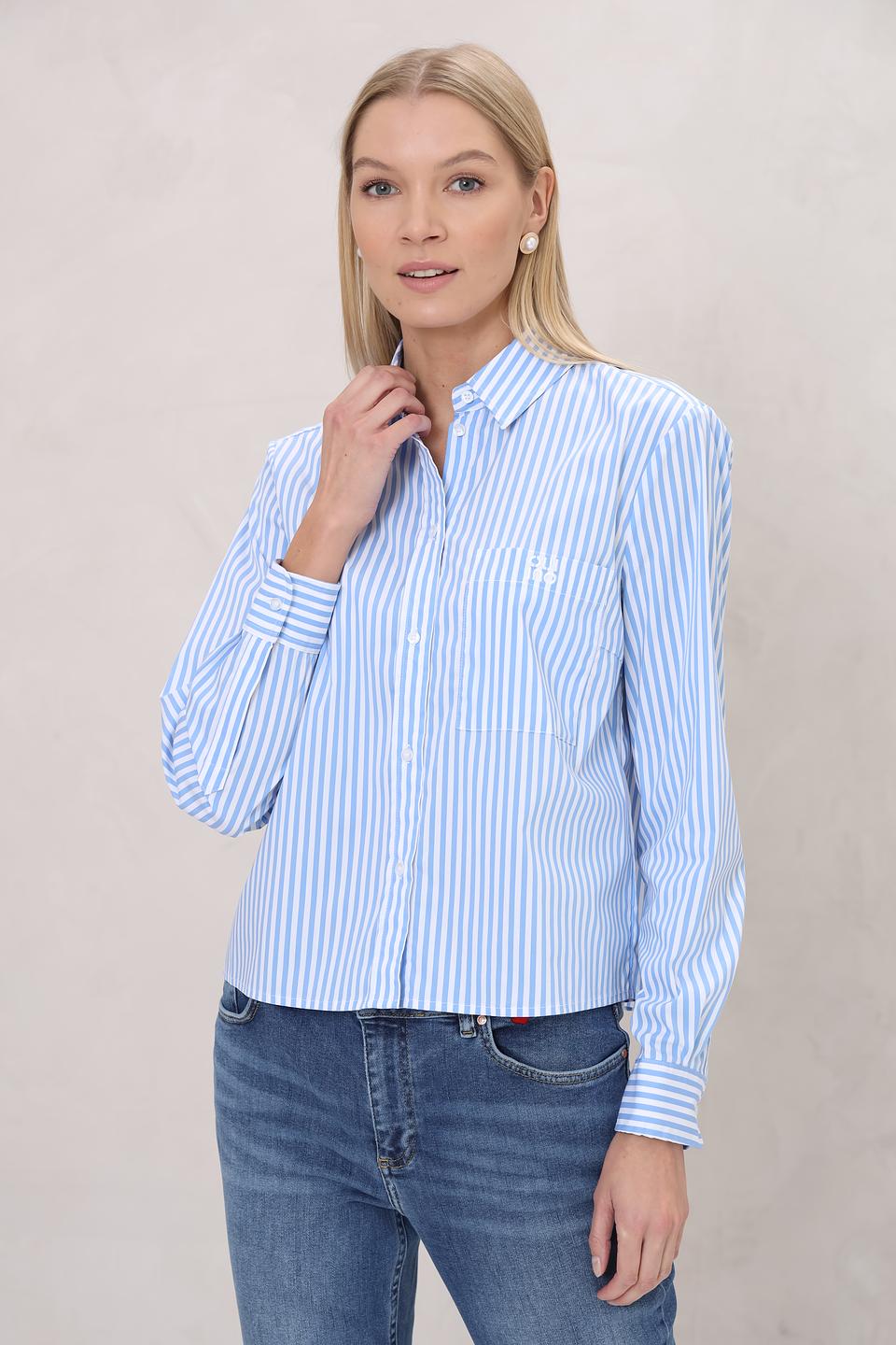 Рубашка Oui в полоску голубую
