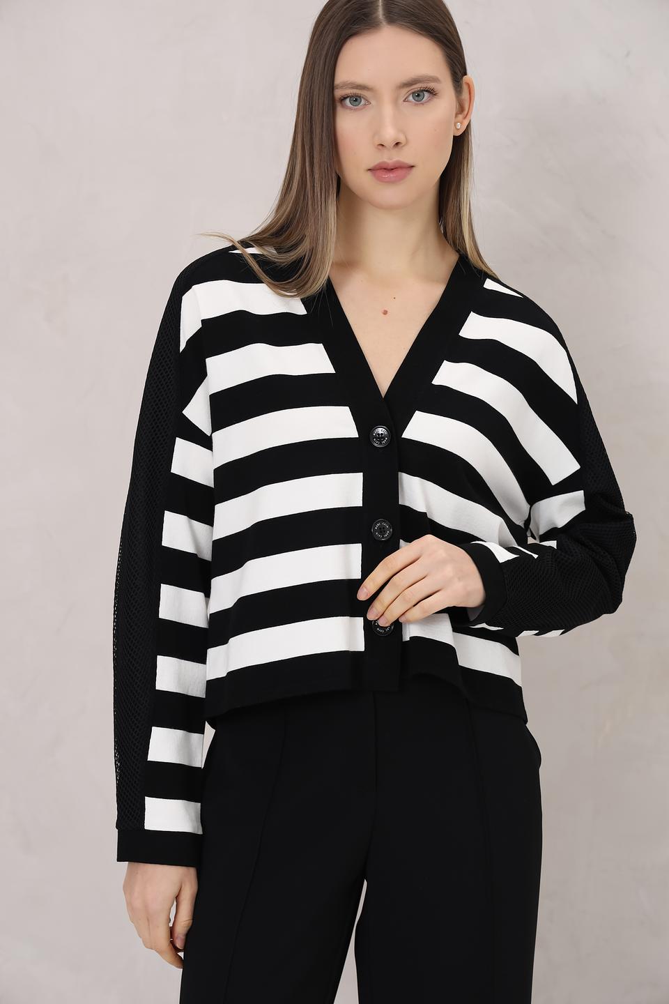 Кардиган Marc Cain в полоску чёрный