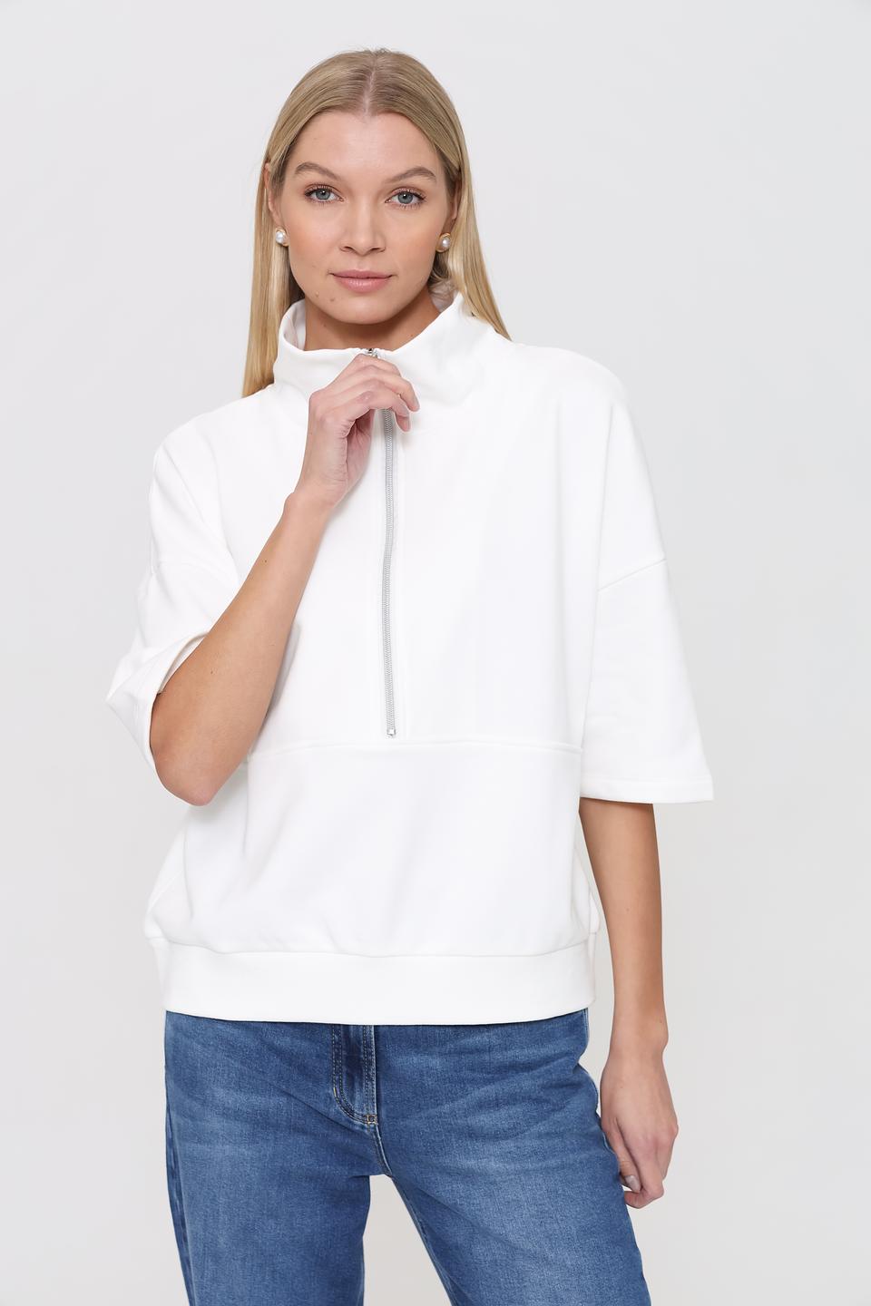 Пуловер Pezzo с молнией белый